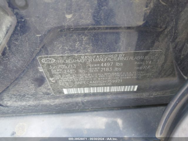 Photo 8 VIN: 5NPEC4AB5DH759921 - HYUNDAI SONATA 