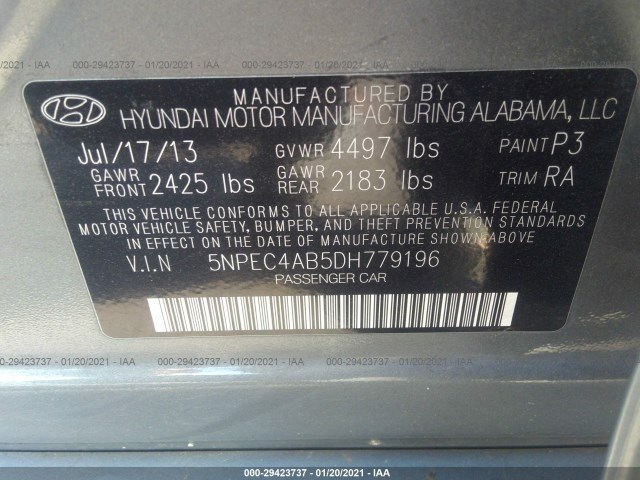 Photo 8 VIN: 5NPEC4AB5DH779196 - HYUNDAI SONATA 