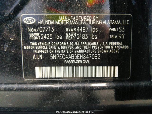 Photo 8 VIN: 5NPEC4AB5EH847062 - HYUNDAI SONATA 