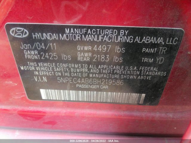 Photo 8 VIN: 5NPEC4AB6BH219586 - HYUNDAI SONATA 