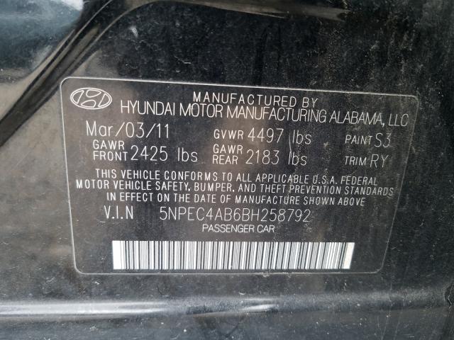 Photo 9 VIN: 5NPEC4AB6BH258792 - HYUNDAI SONATA SE 