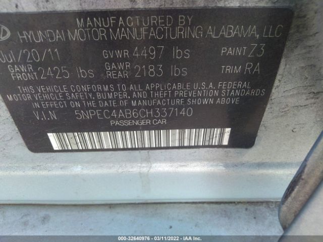 Photo 8 VIN: 5NPEC4AB6CH337140 - HYUNDAI SONATA 