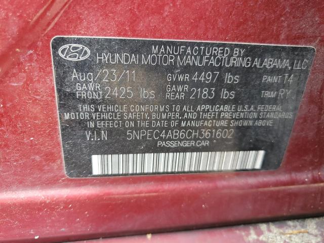 Photo 11 VIN: 5NPEC4AB6CH361602 - HYUNDAI SONATA 