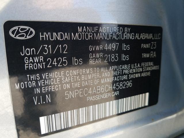 Photo 9 VIN: 5NPEC4AB6CH458296 - HYUNDAI SONATA SE 