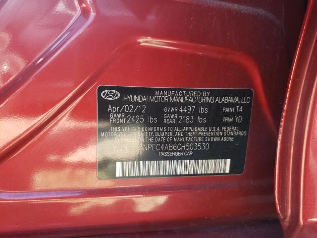 Photo 9 VIN: 5NPEC4AB6CH503530 - HYUNDAI SONATA SE 