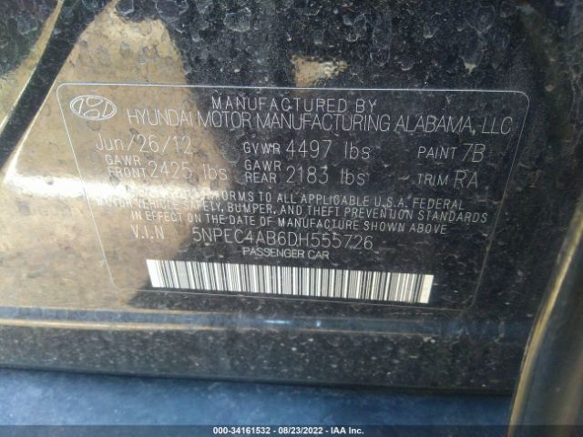 Photo 8 VIN: 5NPEC4AB6DH555726 - HYUNDAI SONATA 