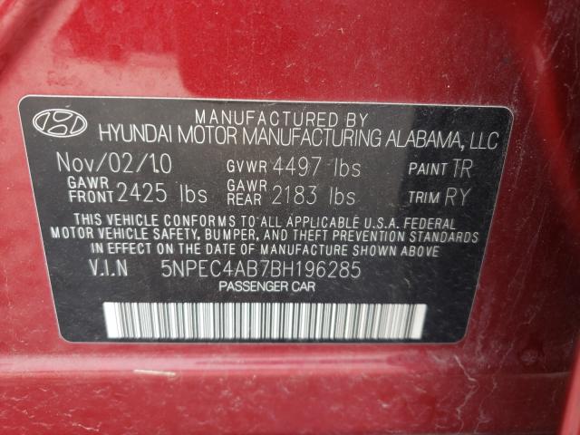 Photo 9 VIN: 5NPEC4AB7BH196285 - HYUNDAI SONATA SE 