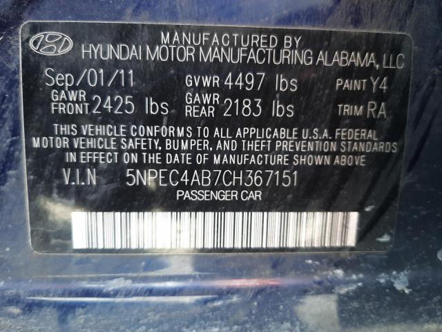 Photo 9 VIN: 5NPEC4AB7CH367151 - HYUNDAI SONATA SE 