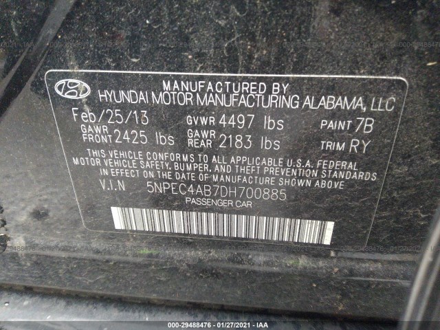 Photo 8 VIN: 5NPEC4AB7DH700885 - HYUNDAI SONATA 