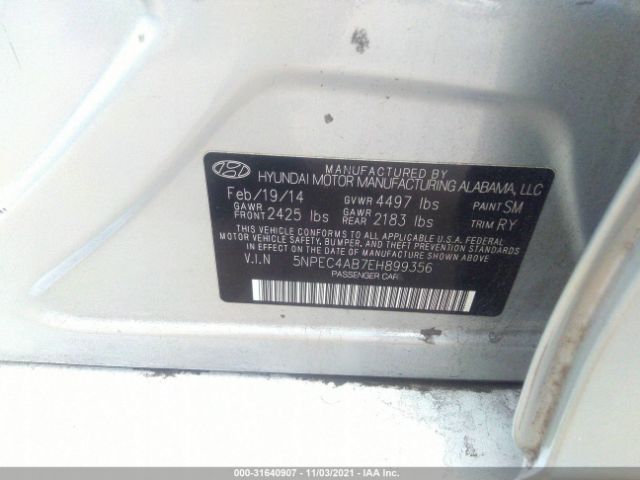 Photo 8 VIN: 5NPEC4AB7EH899356 - HYUNDAI SONATA 