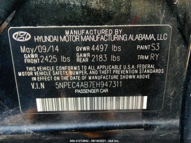 Photo 8 VIN: 5NPEC4AB7EH947311 - HYUNDAI SONATA 