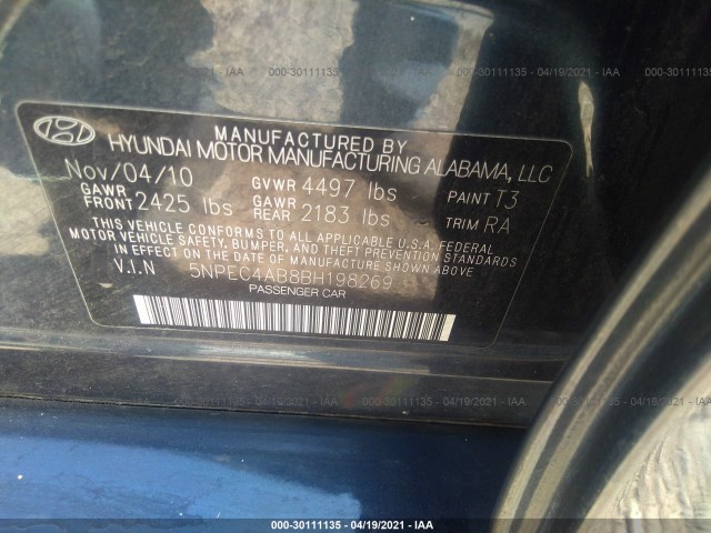 Photo 8 VIN: 5NPEC4AB8BH198269 - HYUNDAI SONATA 