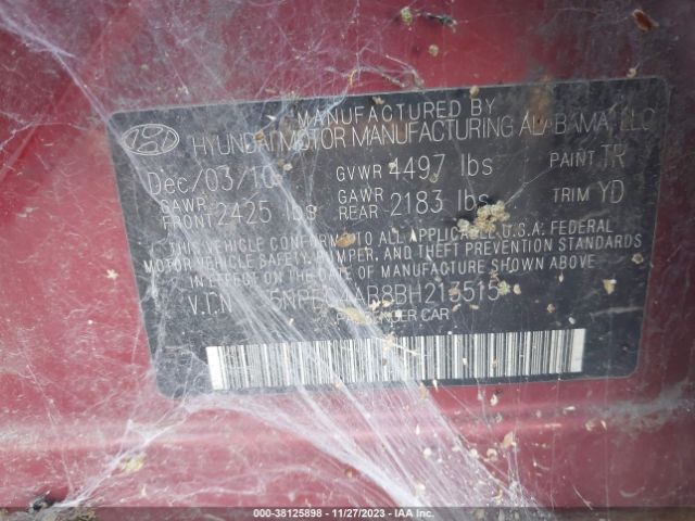 Photo 8 VIN: 5NPEC4AB8BH213515 - HYUNDAI SONATA 