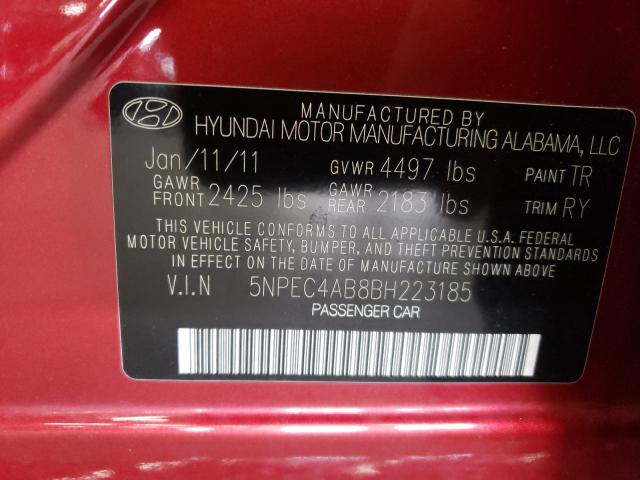 Photo 9 VIN: 5NPEC4AB8BH223185 - HYUNDAI SONATA SE 