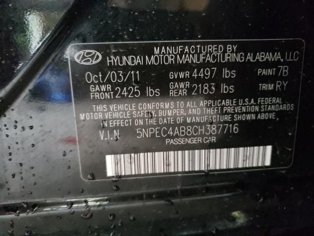 Photo 9 VIN: 5NPEC4AB8CH387716 - HYUNDAI SONATA SE 