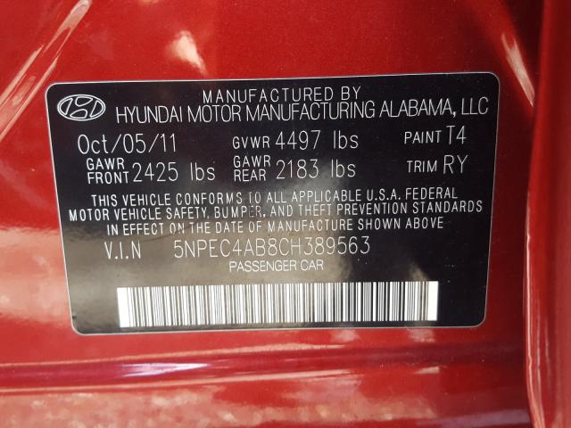 Photo 9 VIN: 5NPEC4AB8CH389563 - HYUNDAI SONATA SE 