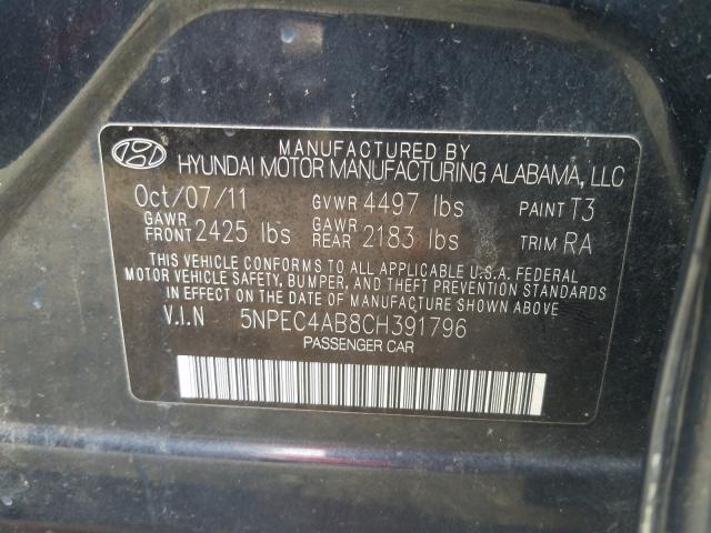 Photo 9 VIN: 5NPEC4AB8CH391796 - HYUNDAI SONATA SE 