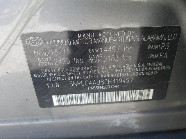 Photo 9 VIN: 5NPEC4AB8CH419497 - HYUNDAI SONATA SE 