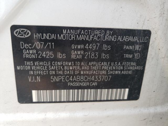 Photo 9 VIN: 5NPEC4AB8CH433707 - HYUNDAI SONATA SE 