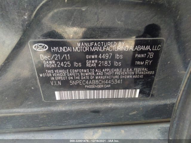 Photo 8 VIN: 5NPEC4AB8CH445341 - HYUNDAI SONATA 