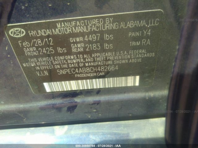 Photo 8 VIN: 5NPEC4AB8CH482664 - HYUNDAI SONATA 