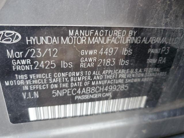 Photo 11 VIN: 5NPEC4AB8CH499285 - HYUNDAI SONATA SE 