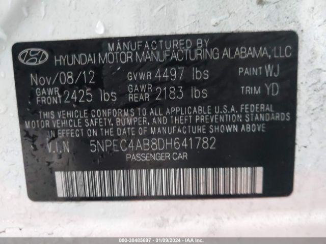 Photo 8 VIN: 5NPEC4AB8DH641782 - HYUNDAI SONATA 