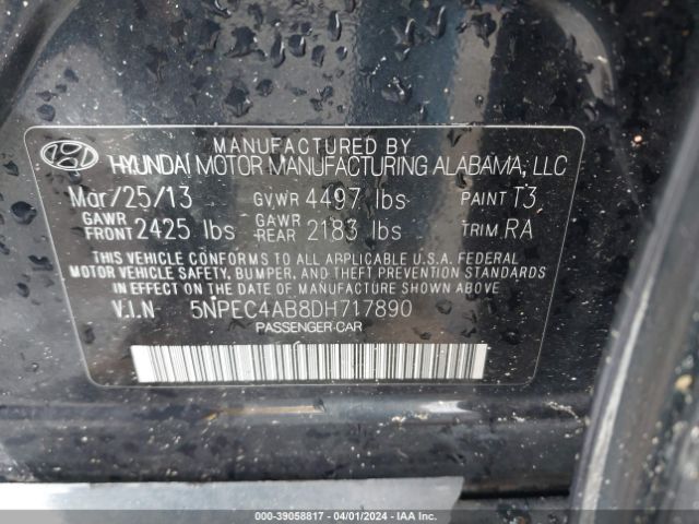 Photo 8 VIN: 5NPEC4AB8DH717890 - HYUNDAI SONATA 