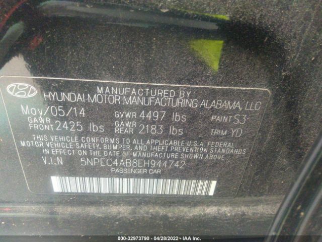 Photo 8 VIN: 5NPEC4AB8EH944742 - HYUNDAI SONATA 