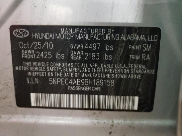 Photo 9 VIN: 5NPEC4AB9BH189158 - HYUNDAI SONATA SE 