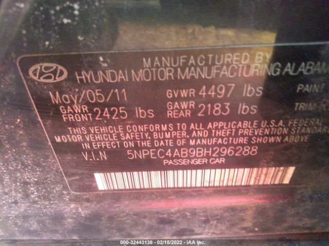 Photo 8 VIN: 5NPEC4AB9BH296288 - HYUNDAI SONATA 