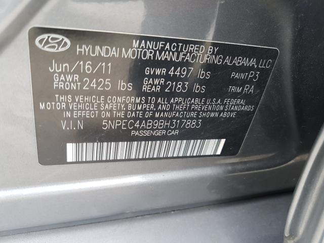 Photo 9 VIN: 5NPEC4AB9BH317883 - HYUNDAI SONATA SE 