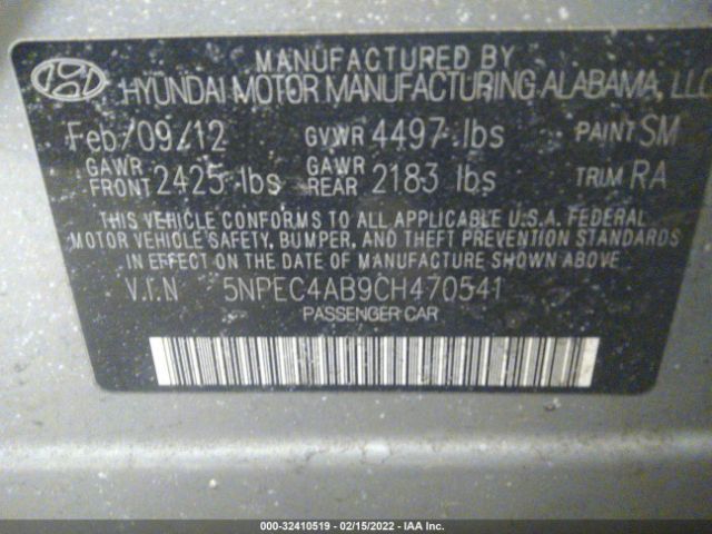 Photo 8 VIN: 5NPEC4AB9CH470541 - HYUNDAI SONATA 