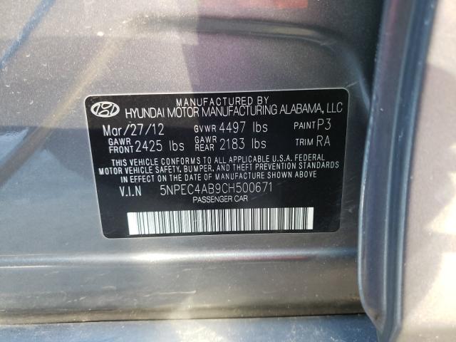 Photo 9 VIN: 5NPEC4AB9CH500671 - HYUNDAI SONATA SE 