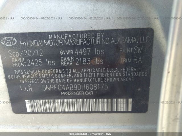 Photo 8 VIN: 5NPEC4AB9DH608175 - HYUNDAI SONATA 