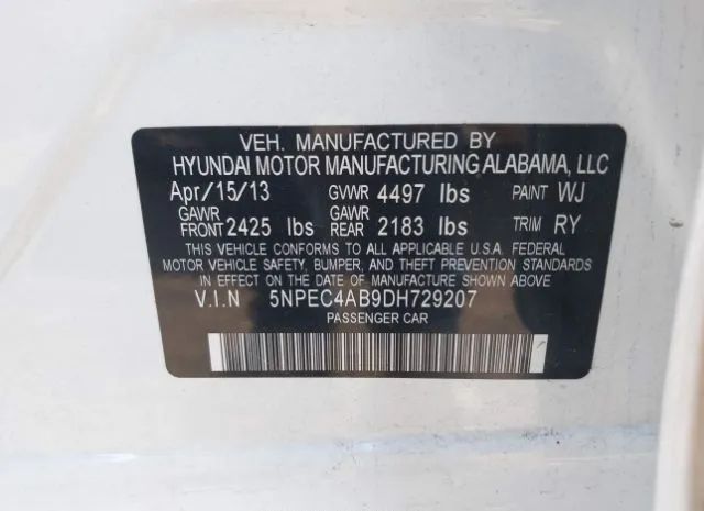 Photo 8 VIN: 5NPEC4AB9DH729207 - HYUNDAI SONATA 