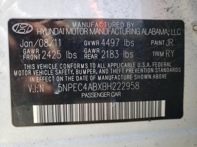 Photo 9 VIN: 5NPEC4ABXBH222958 - HYUNDAI SONATA SE 