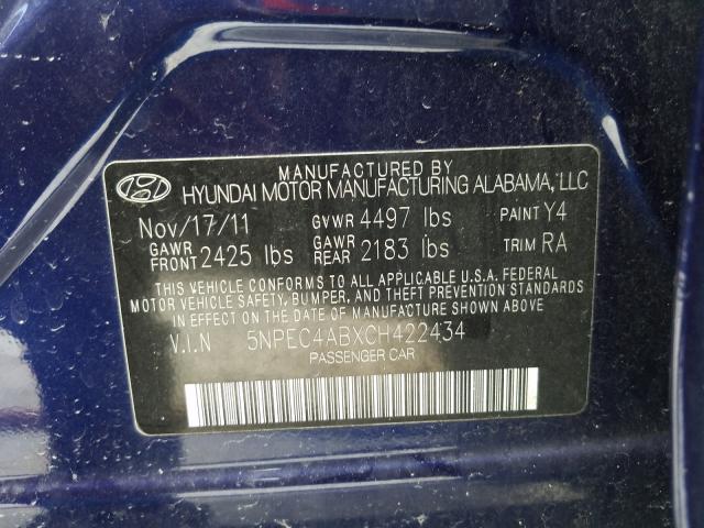 Photo 9 VIN: 5NPEC4ABXCH422434 - HYUNDAI SONATA SE 