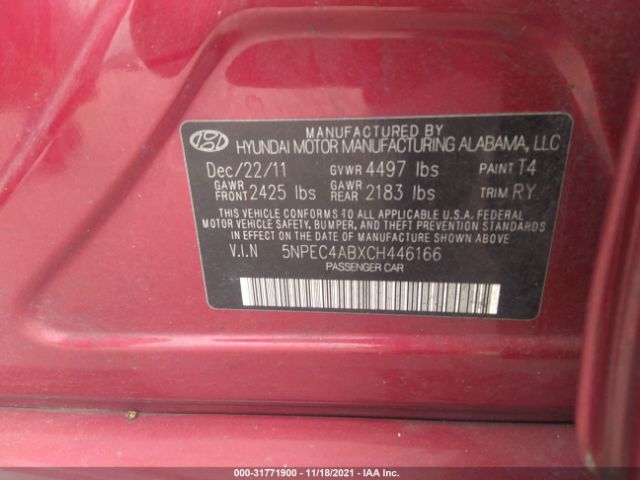 Photo 8 VIN: 5NPEC4ABXCH446166 - HYUNDAI SONATA 