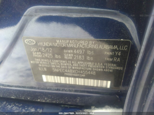 Photo 8 VIN: 5NPEC4ABXCH455448 - HYUNDAI SONATA 