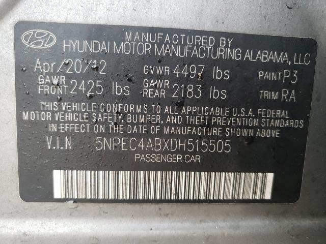 Photo 9 VIN: 5NPEC4ABXDH515505 - HYUNDAI SONATA SE 