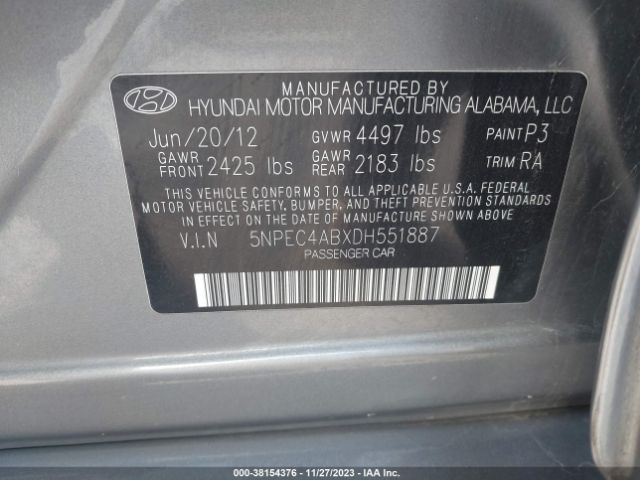 Photo 8 VIN: 5NPEC4ABXDH551887 - HYUNDAI SONATA 