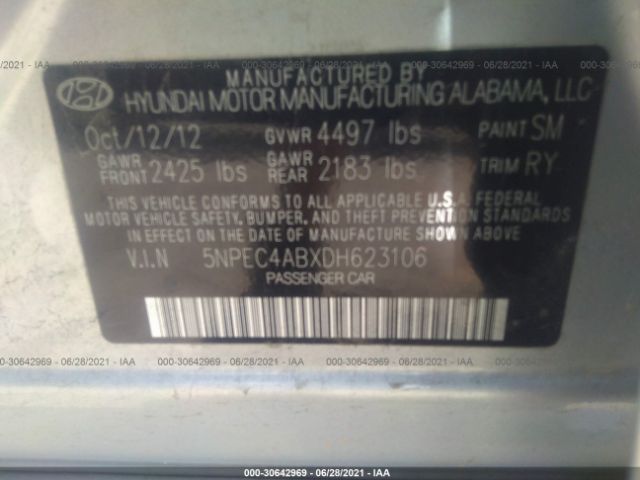 Photo 8 VIN: 5NPEC4ABXDH623106 - HYUNDAI SONATA 