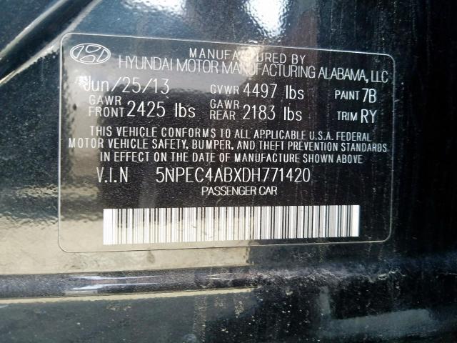 Photo 9 VIN: 5NPEC4ABXDH771420 - HYUNDAI SONATA SE 