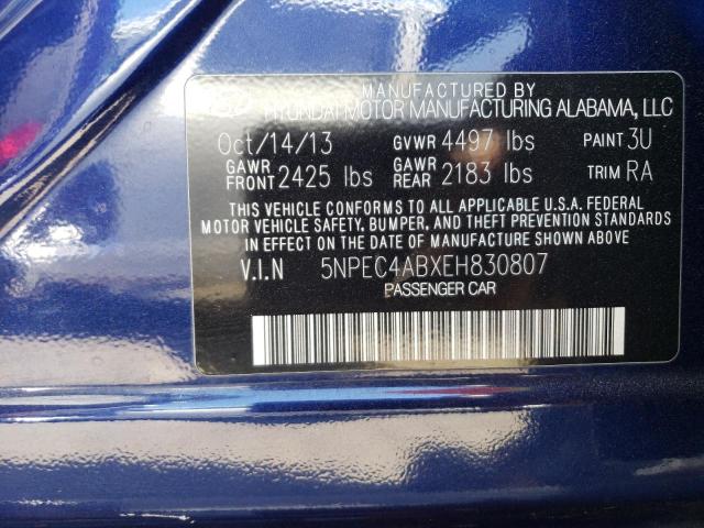 Photo 11 VIN: 5NPEC4ABXEH830807 - HYUNDAI SONATA 