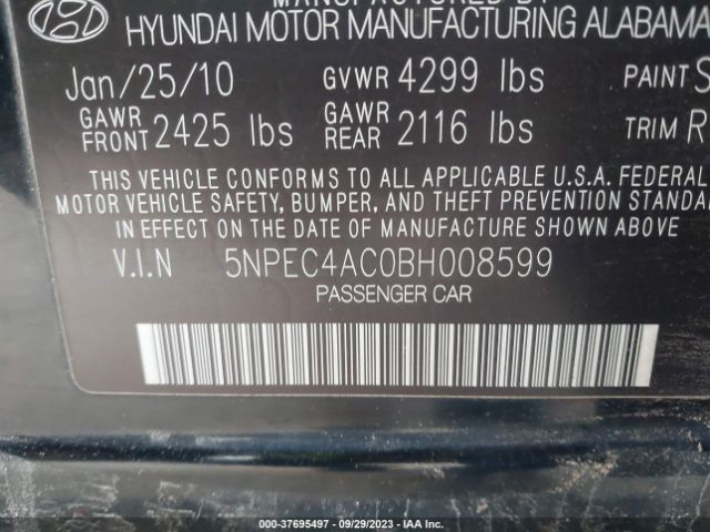 Photo 8 VIN: 5NPEC4AC0BH008599 - HYUNDAI SONATA 