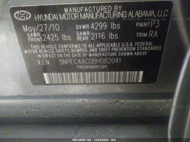 Photo 8 VIN: 5NPEC4AC0BH082041 - HYUNDAI SONATA 