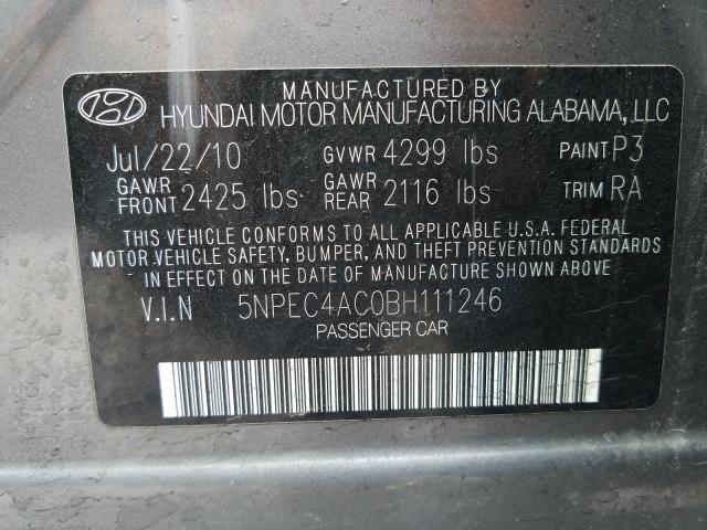 Photo 9 VIN: 5NPEC4AC0BH111246 - HYUNDAI SONATA SE 