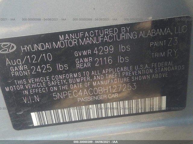 Photo 8 VIN: 5NPEC4AC0BH127253 - HYUNDAI SONATA 