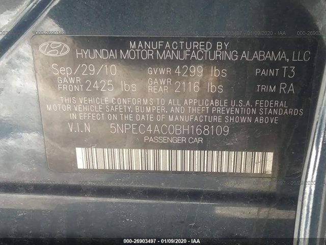 Photo 8 VIN: 5NPEC4AC0BH168109 - HYUNDAI SONATA 